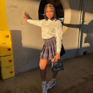 Plaid pleated skater skirt